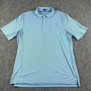 Stitch Polo Shirt Mens XL Blue Stripe Pine Canyon Golf Performance Pocket